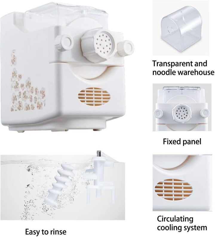 Elektrische Nudelmaschine Vollautomatisch, Nudelmaschinen Spaghettimaschine mit 9 Nudelgitter und 1