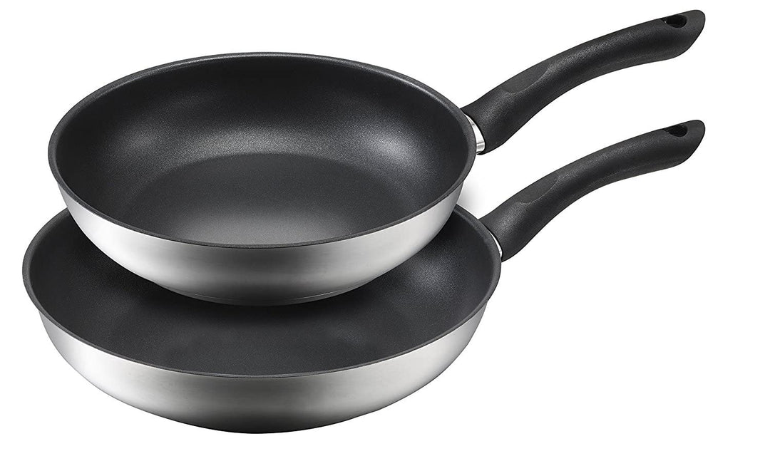 Kopf Pfannenset Alfons (Ø 24 + 28 cm) Edelstahl Pfannen Induktion mit Teflon Antihaftbeschichtung 2