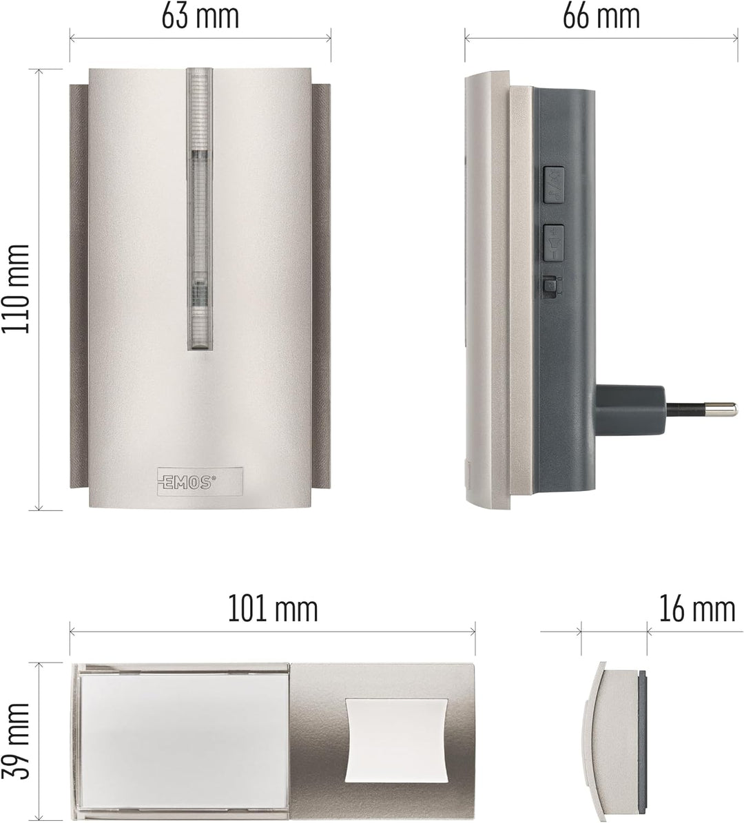 EMOS Kabellose Türklingel/Funkklingel Set mit Repeater Funktion und USB-C-Port - unbegrenzte Reichwe