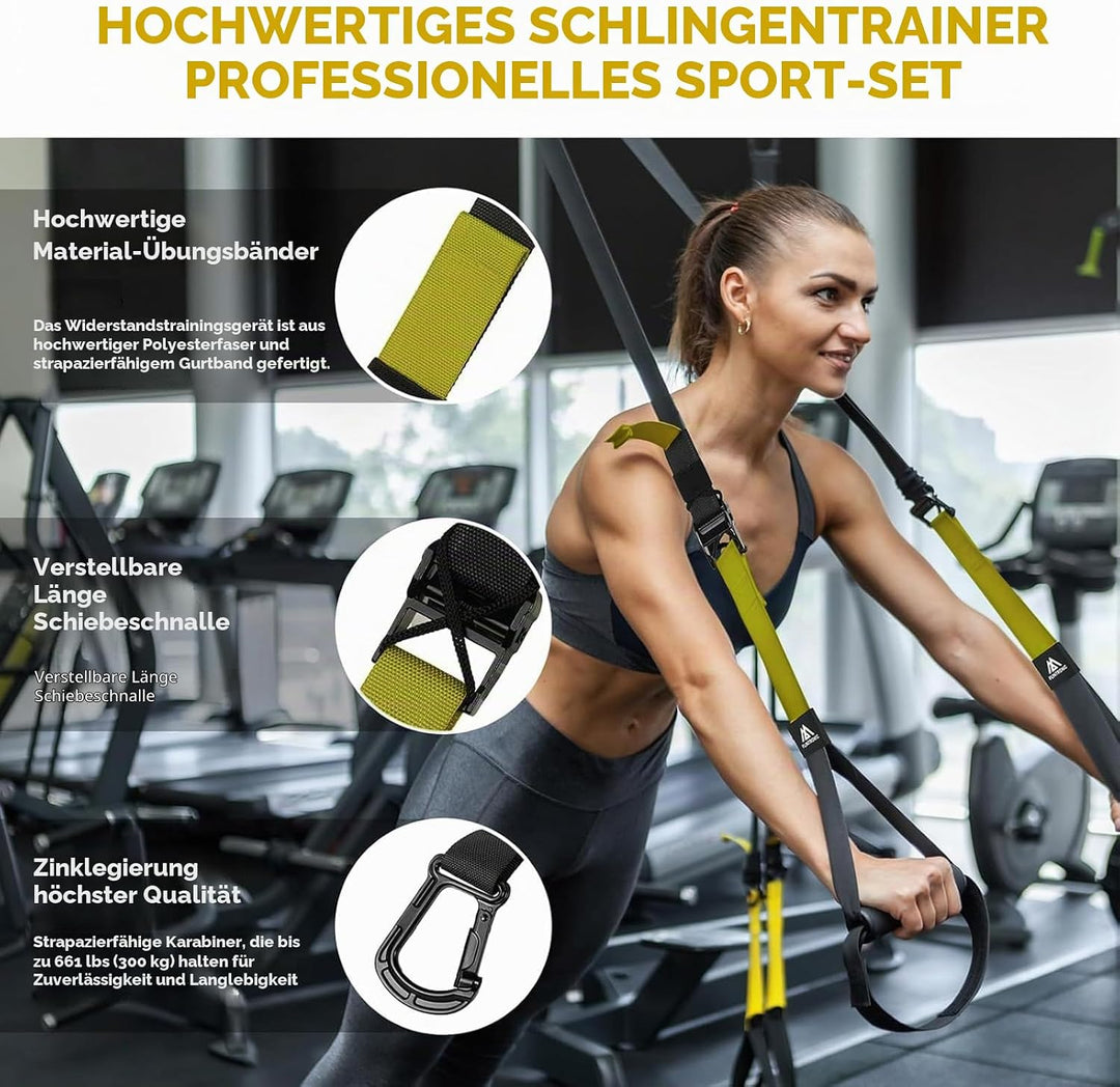 Flintronic Schlingentrainer, Sling Trainer Set für EIN Ganzkörpertraining, Schlingentrainer für Zuha