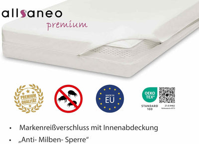allsaneo Premium Allergiker-Matratzen-Bezug 180x200x8cm für Topper Anti Milben Encasing extra weich