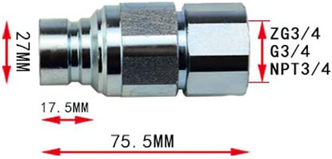 Hydraulische Schnellkupplungen, flache Oberfläche, BSP, Schnellentriegelungs-Anschluss, G3/4 Ausseng
