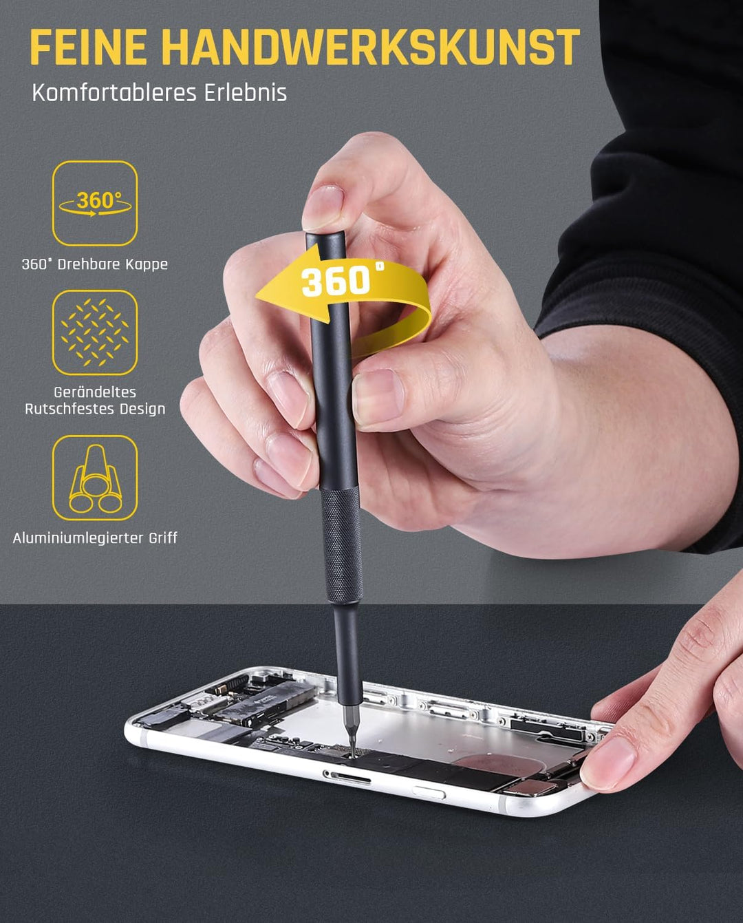 Fanttik X5 Max HANDBUCH Feinmechaniker Schraubendreher Set,50-in-1 magnetische Bits, kleiner Schraub
