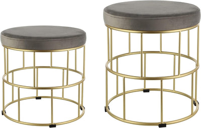 EGLO LIVING 2er Set Hocker Mashike, Elegante Sitzhocker, runde Couch Beistellhocker, Pouf aus Samt i
