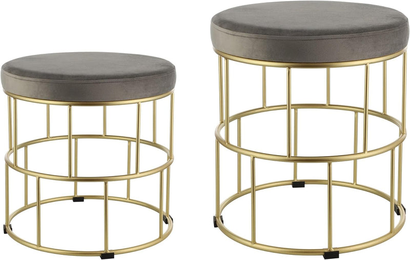 EGLO LIVING 2er Set Hocker Mashike, Elegante Sitzhocker, runde Couch Beistellhocker, Pouf aus Samt i