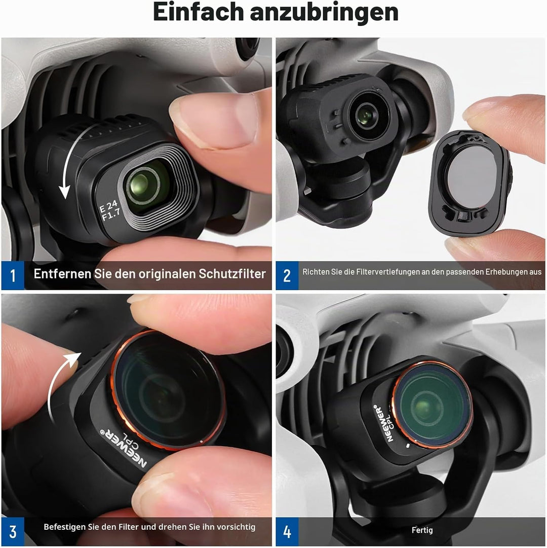 NEEWER ND&CPL-Filter-Set zum Aufstecken, kompatibel mit DJI Mini 4 Pro, 6 Stück CPL-Filter und Grauf