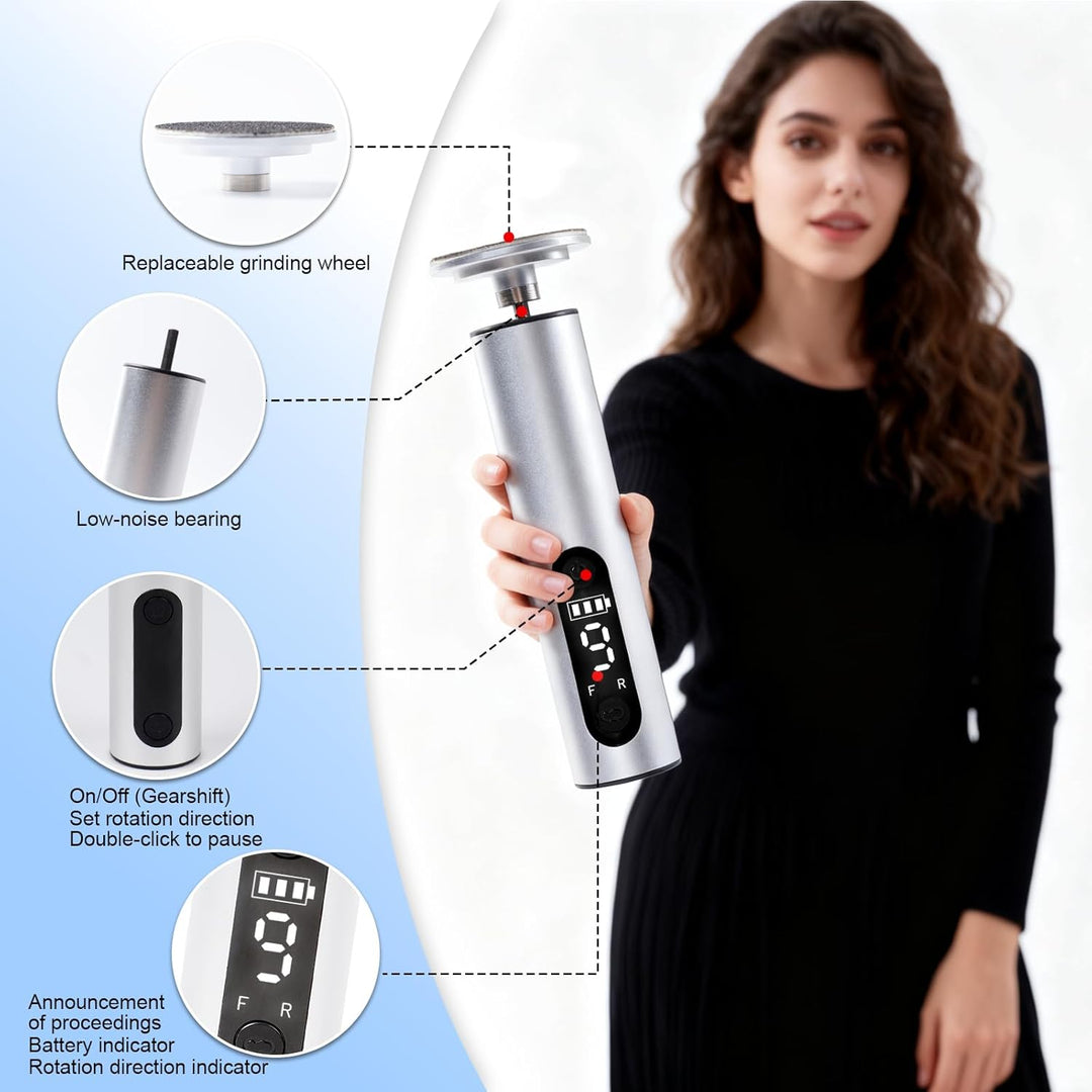 2-in-1 Elektrischer Hornhautentferner, 9 Gang Einstellung Elektronisch Hornhauthobel mit 20pcs Sandr