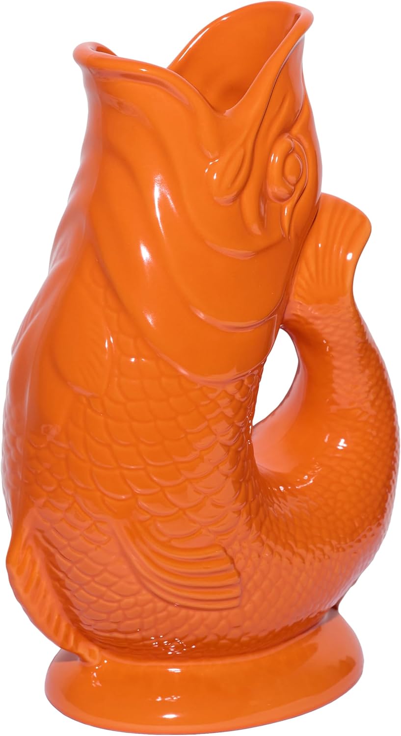 Gluckigluck Karaffe XL Orange – 1,2l – Original Gluggle Jug aus England – Wasserkrug mit Glucker-Ger