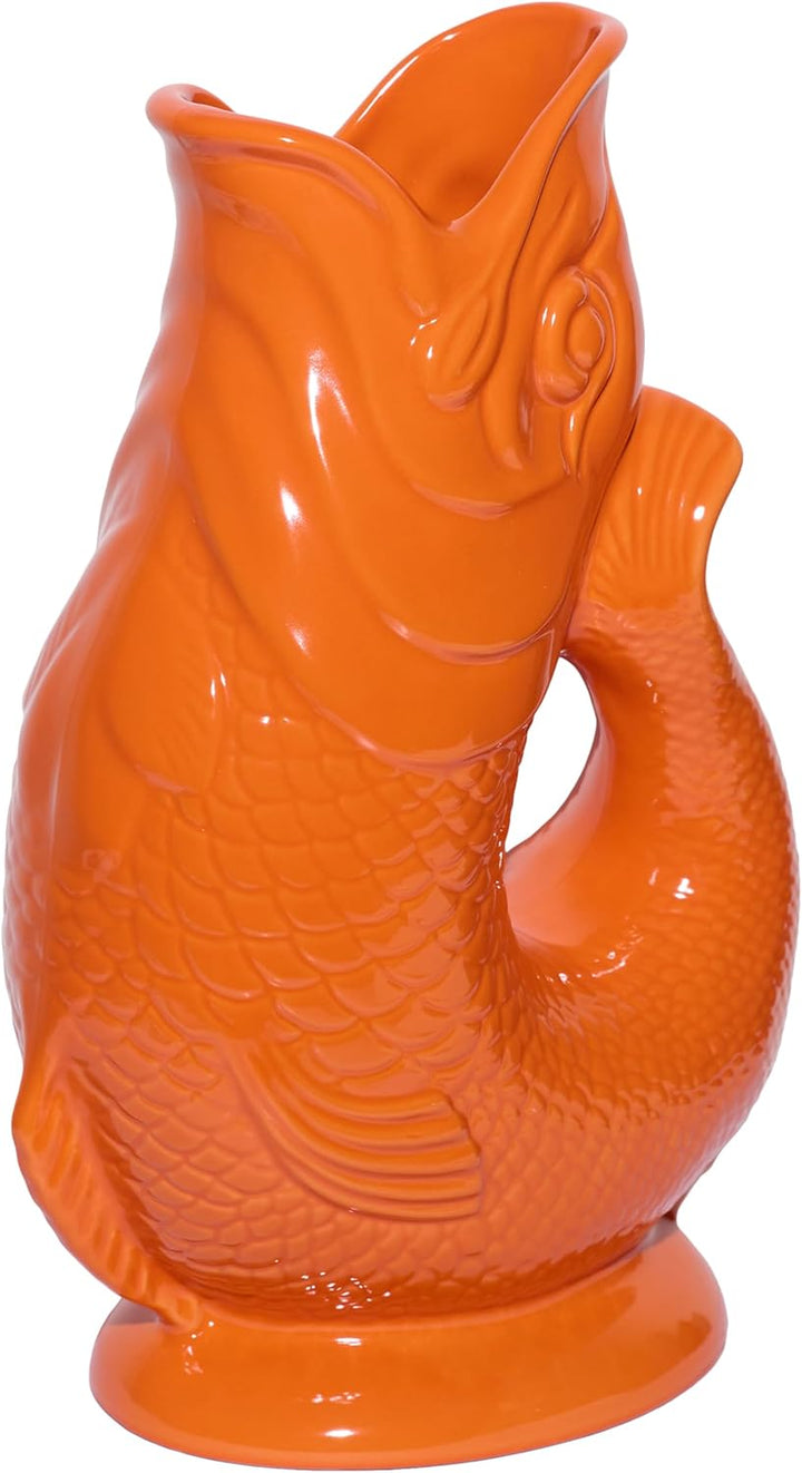 Gluckigluck Karaffe XL Orange – 1,2l – Original Gluggle Jug aus England – Wasserkrug mit Glucker-Ger