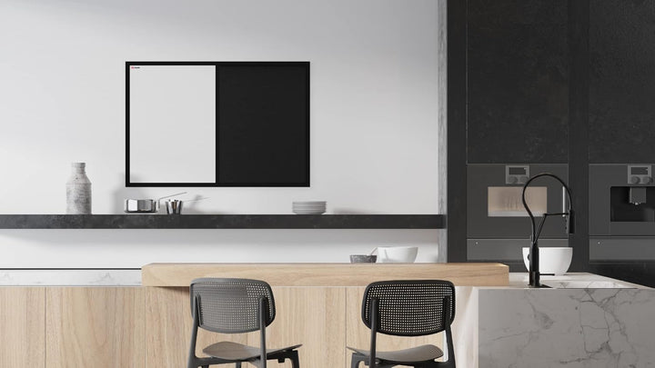 ALLboards Kombitafel 2 in 1 Magnettafel & Schwarz Kork-Pinnwand 90x60cm, Holzrahmen Schwarz lackiert