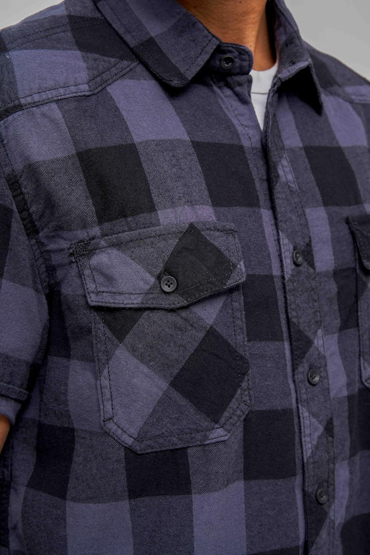 Brandit Check Shirt Herren Kurzarm Single Hemd S Grau-schwarz, Single Hemd S Grau-schwarz
