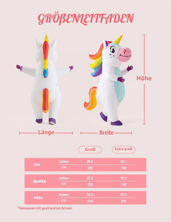 Spooktacular Creations Aufblasbares Einhorn Kostüm Ganzkörper, Einhorn Air Blow-up Kostüm für Hallow