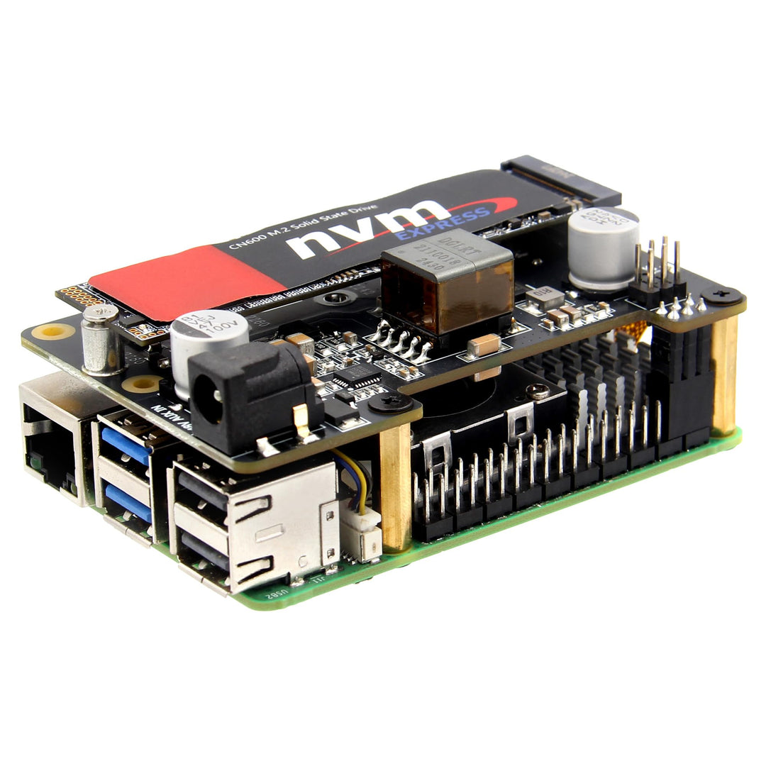 Geekworm X1012 PCIe to M.2 NVMe SSD HAT Support PoE for Raspberry Pi 5 | PoE Power Input (802.3af/at