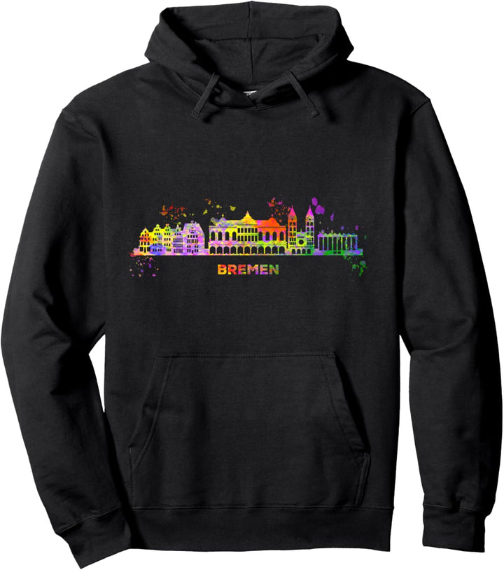 Bremer Skyline Bunt Stadtbild Bremen Pullover Hoodie