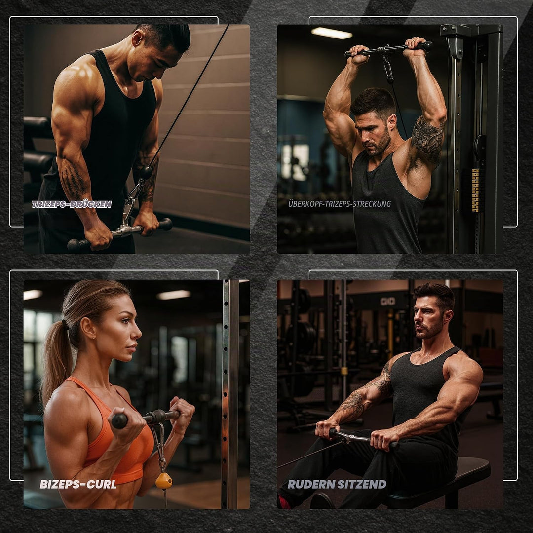 MuscleForge® Aufsatz für Latzug, Seilzug, Griff mit Drehbarem für Kabelmaschine, Kabelzug Griff für