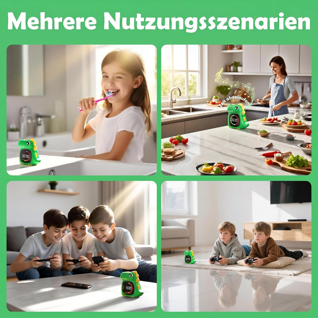Dinosaurier Visueller Timer für Kinder, 99 Min USB Wiederaufladbar Grün, Grün