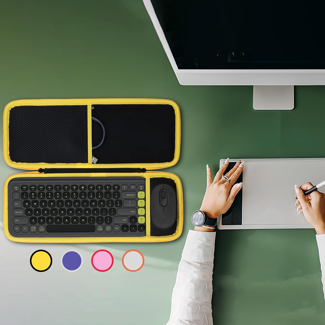 Lebakort Hart Schutz Hülle Etui für Logitech POP ICON Combo Bluetooth-Tastatur-Maus-Set Weiss POP IC