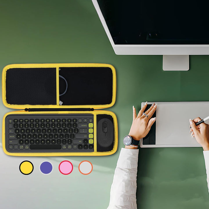 Lebakort Hart Schutz Hülle Etui für Logitech POP ICON Combo Bluetooth-Tastatur-Maus-Set Weiss POP IC