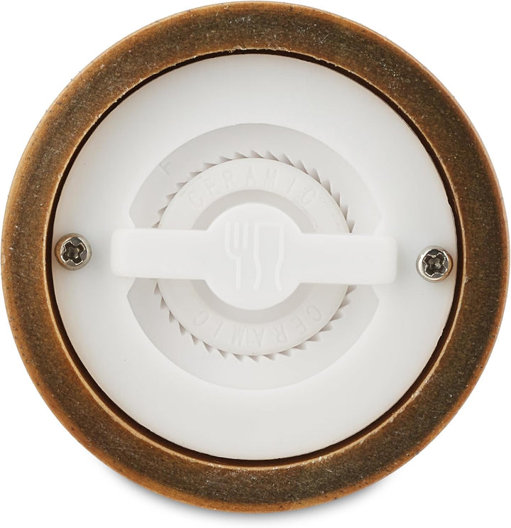 Relaxdays Salz-und Pfeffermühle 2er Set, Untersetzer, Keramikmahlwerk, Holz & Acryl, manuelle Mühlen