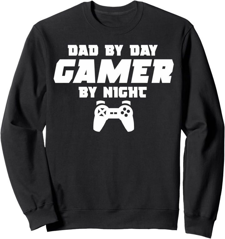 Glücklich Väter Tag 2021 Vater durch Tag Gamer durch Nacht M Sweatshirt