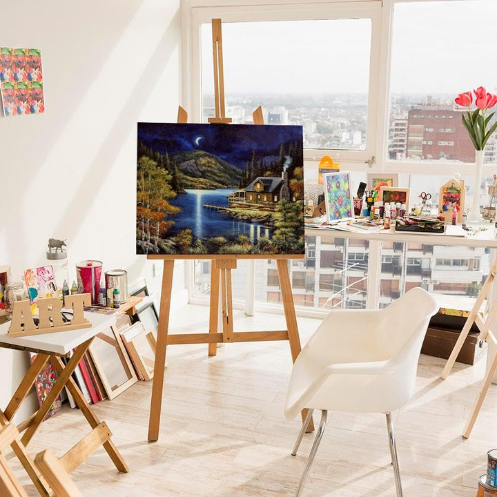 Artnapi Malen nach Zahlen Erwachsene mit Rahmen | DIY Handgemalt | Nächtlicher See | Kit für Anfänge