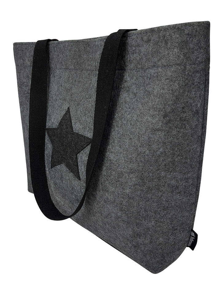 Tebewo verschliessbare Filztasche - praktische Einkaufstasche mit Druckknopf - modische Shopping Bag