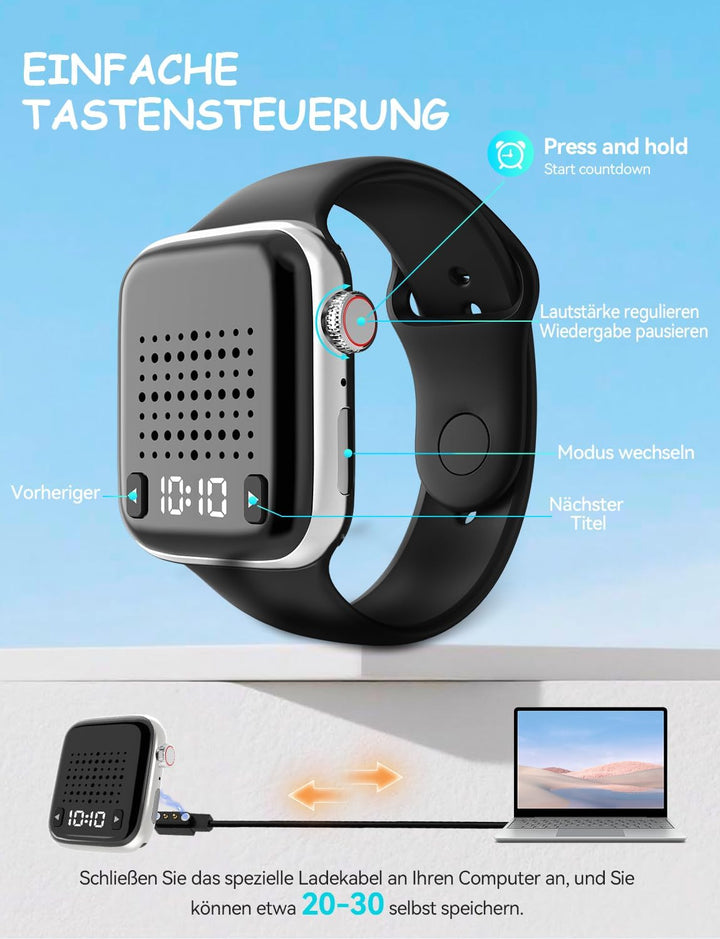 OHLPRO Wearable Bluetooth Lautsprecher Klein, Tragbarer Armband&Magnet Clip-On Wireless Speaker Mini