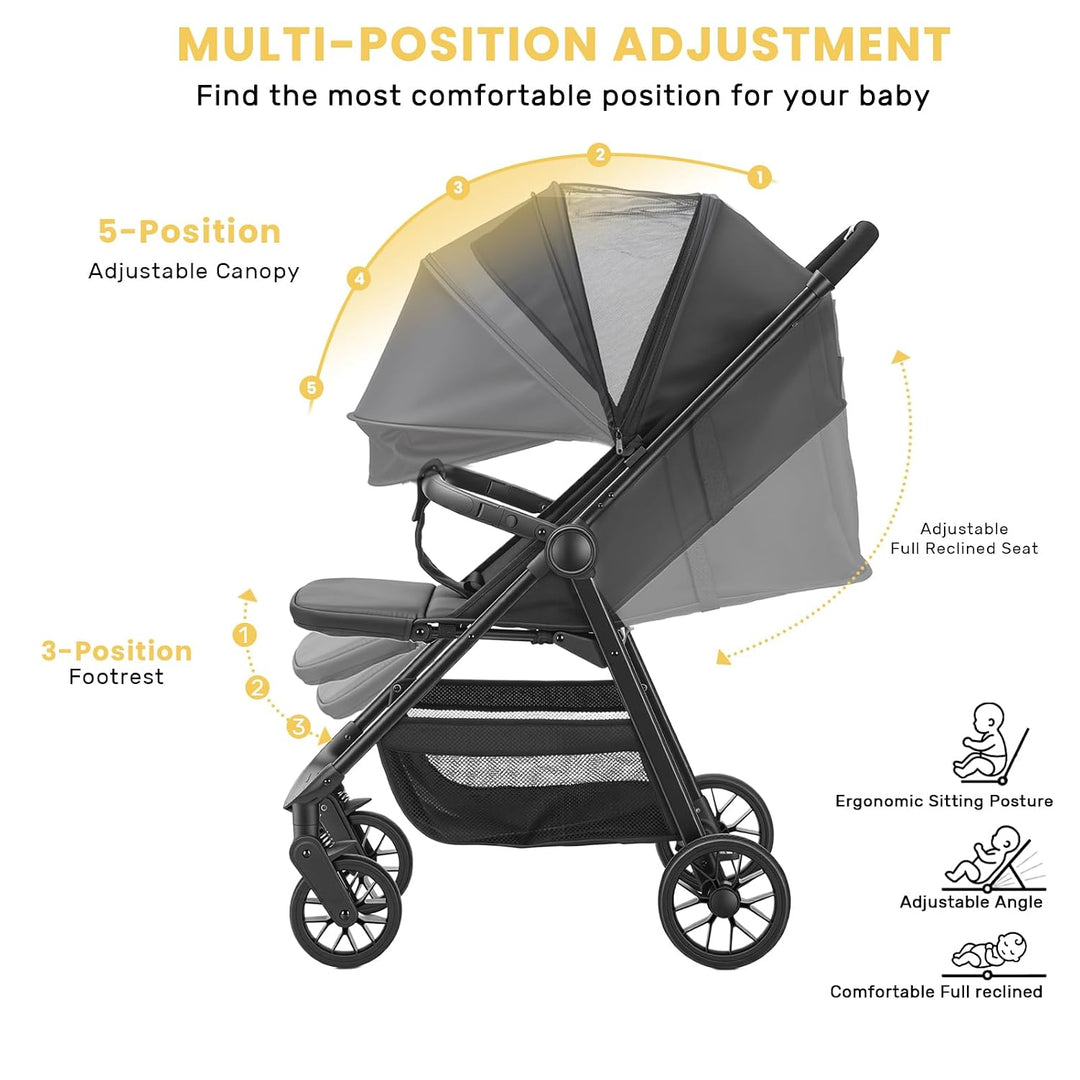 UBRAVOO Kinderwagen Buggy für Kleinkinder mit Liegesitz, ultrakompakter Reisebuggy klein zusammenkla
