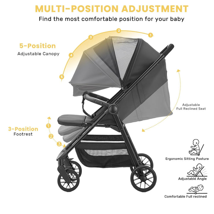 UBRAVOO Kinderwagen Buggy für Kleinkinder mit Liegesitz, ultrakompakter Reisebuggy klein zusammenkla