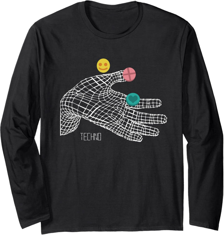 ACID TECHNO - Geometrische Hand - Techno Langarmshirt