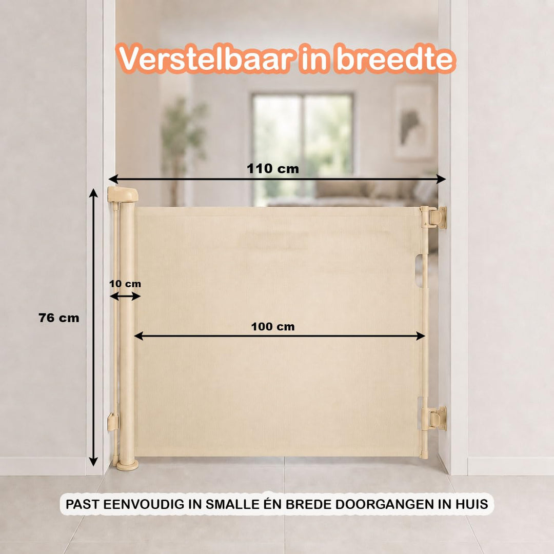 Treppenschutzgitter Ausziehbar 110cm, Türschutzgitter, Babygitter Beige | Türschutzgitter ausziehbar