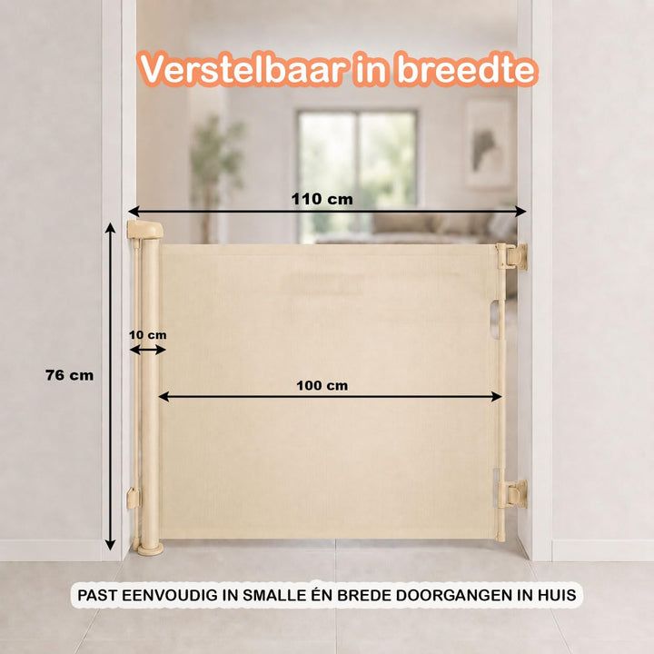 Treppenschutzgitter Ausziehbar 110cm, Türschutzgitter, Babygitter Beige | Türschutzgitter ausziehbar