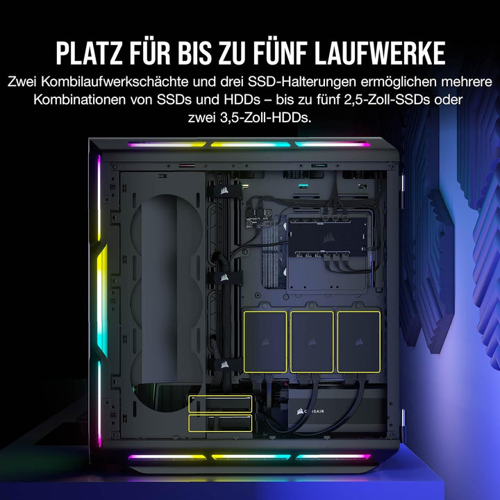 Corsair iCUE 5000T RGB Mid-Tower-ATX-PC-Gehäuse - 208 ansteuerbare RGB-LEDs - Platz für mehrere 360-