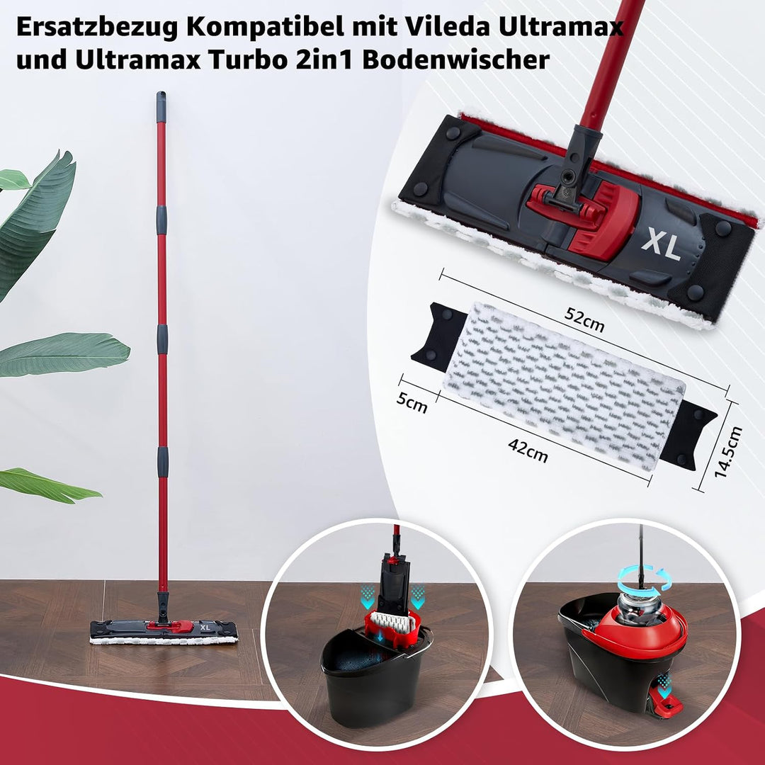 Ersatzbezug für Vileda Ultramax XL und Ultramax XL Turbo 2in1 Bodenwischer 3 Stück, 3 Stück
