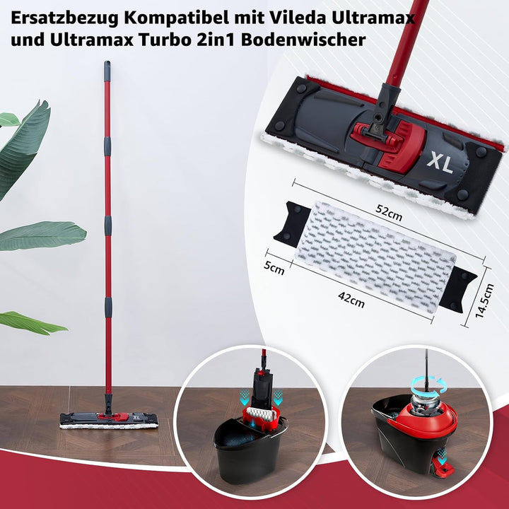 Ersatzbezug für Vileda Ultramax XL und Ultramax XL Turbo 2in1 Bodenwischer 3 Stück, 3 Stück