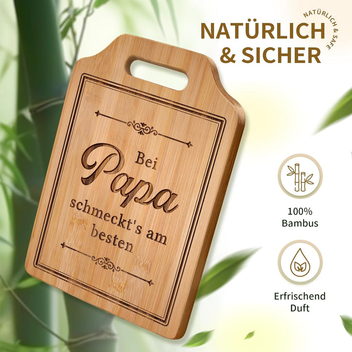 Giftasy Papa Geschenk Geburtstag - Graviertes Bambus-Schneidebrett mit Spruch, Geburtstagsgeschenk f