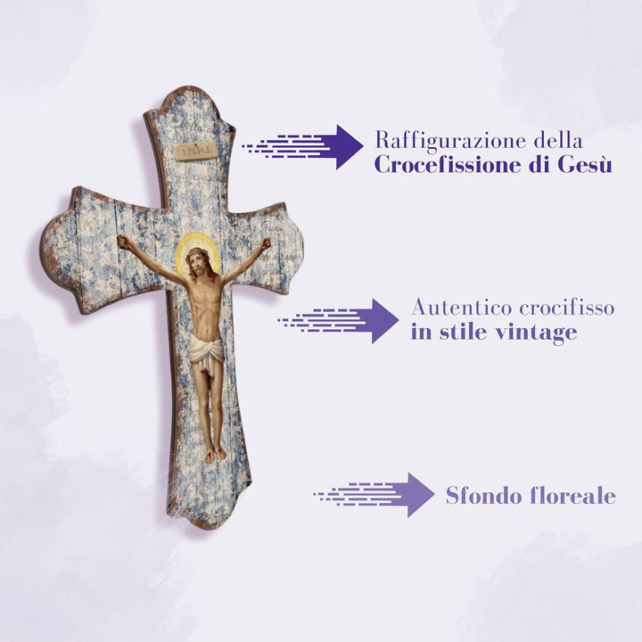 Fratelli Bonella | Vintage-Kreuz aus Religiösen Holz der Kreuz 28 x 40 cm | Made in Italy 28x40cm, 2