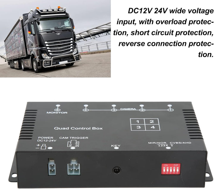 KIMISS 4-Kanal-Video-Splitter, 1080P AHD 4-Kanal-Video-Splitter-Controller DC12V 24V Kamera-Video-Bi