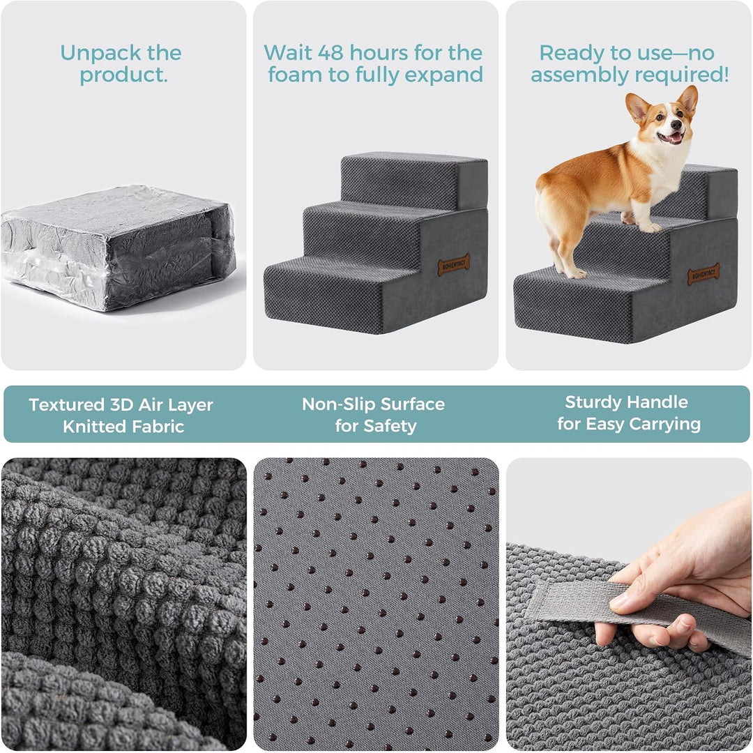 Hundetreppe &amp; Rampe für hohes Bett &amp; Sofa, 33-61 cm abnehmbare Haustiertreppe für kleine &amp; mittlere