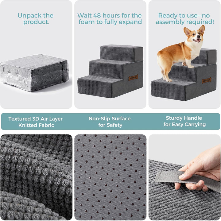 Hundetreppe &amp; Rampe für hohes Bett &amp; Sofa, 33-61 cm abnehmbare Haustiertreppe für kleine &amp; mittlere