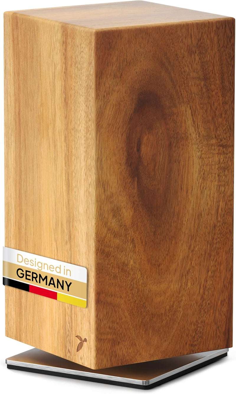 Messerblock Drehbar 360 Grad Magnetisch Ohne Messer Akazienholz – Magnet-Messerhalter Universal Unbe