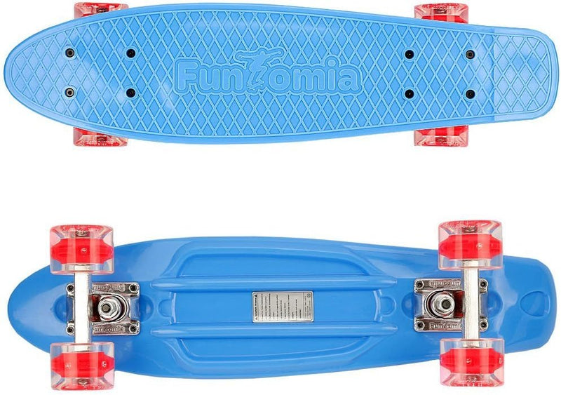 FunTomia Kinder Skateboard Cruiserboard Miniboard 57cm mit oder ohne LED Leuchtrollen Alu Truck Mach