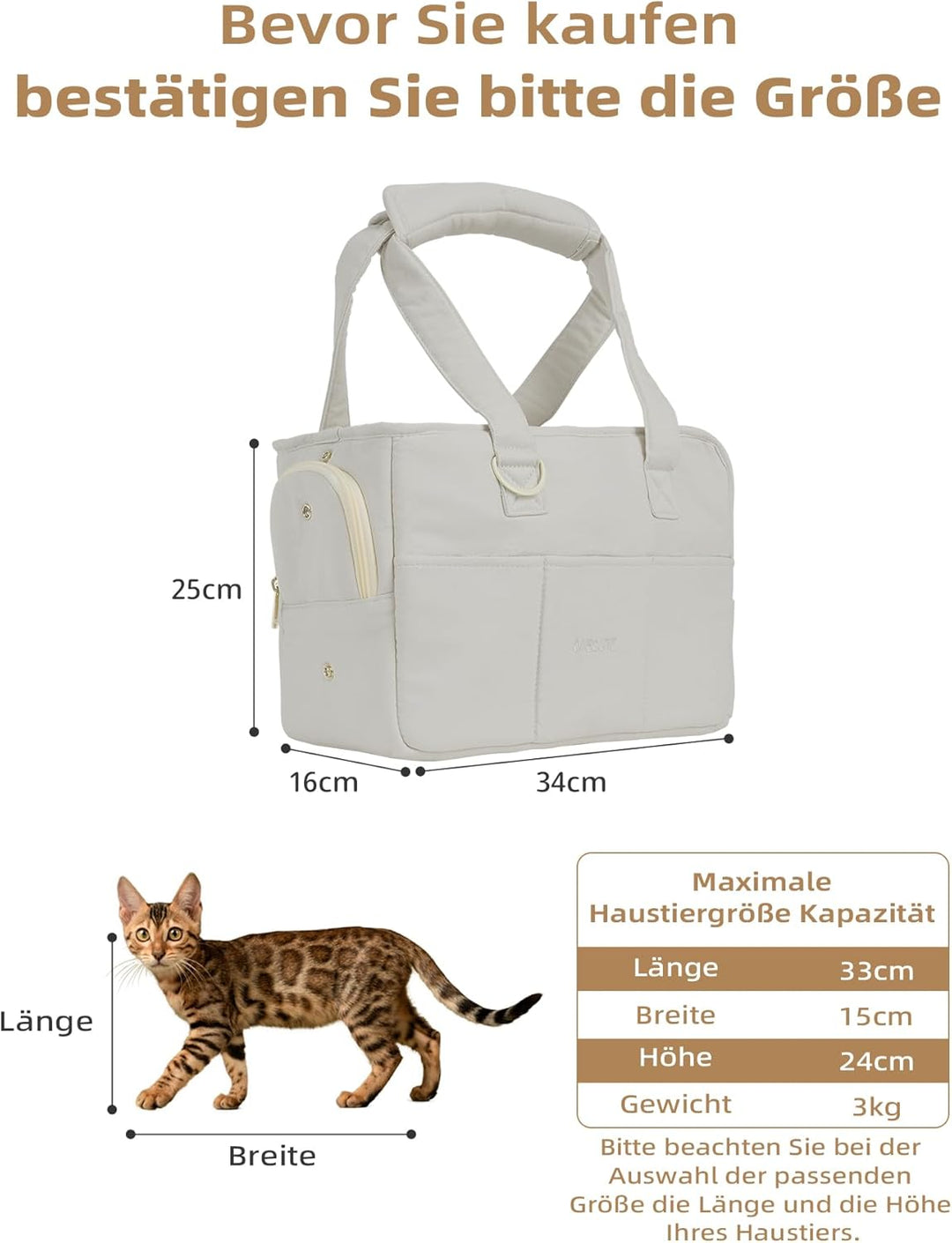 ONECUTE Hundetrage für kleine Hunde Kaninchen Katze mit grossen Taschen, Baumwolltasche, Hundetrage