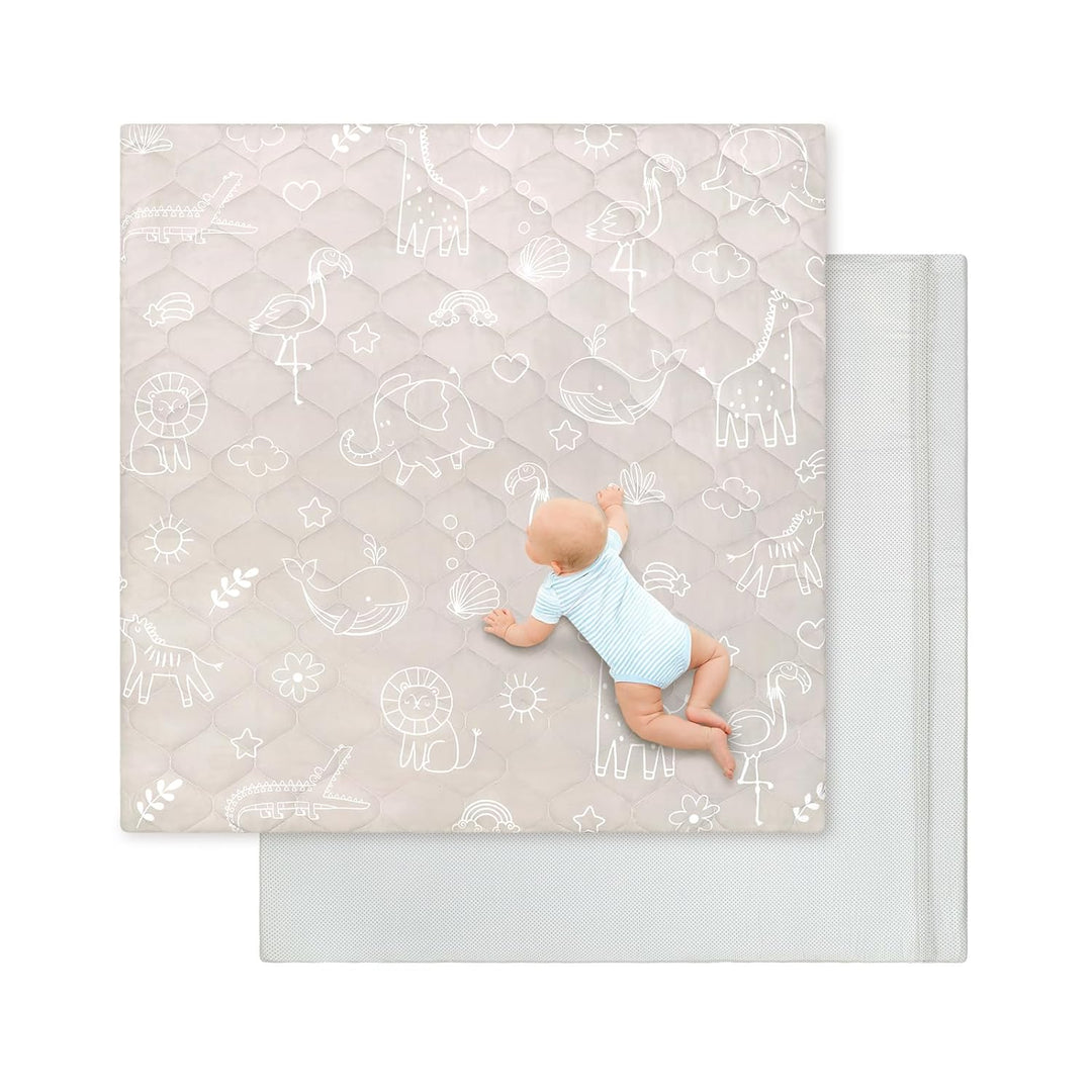decalsweet Spielmatte Baby 127×127cm mit Rutschfest, Extra Dicke 2cm Weiche Abtrennbar Krabbelmatte