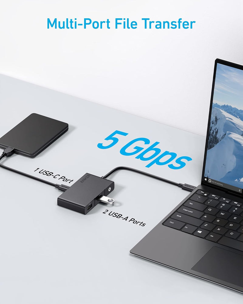 Anker USB-C Hub, 332 USB-C Hub (5-in-1, 4K HDMI) mit 100W Power Delivery, 4K@30Hz HDMI Display, 5Gbp