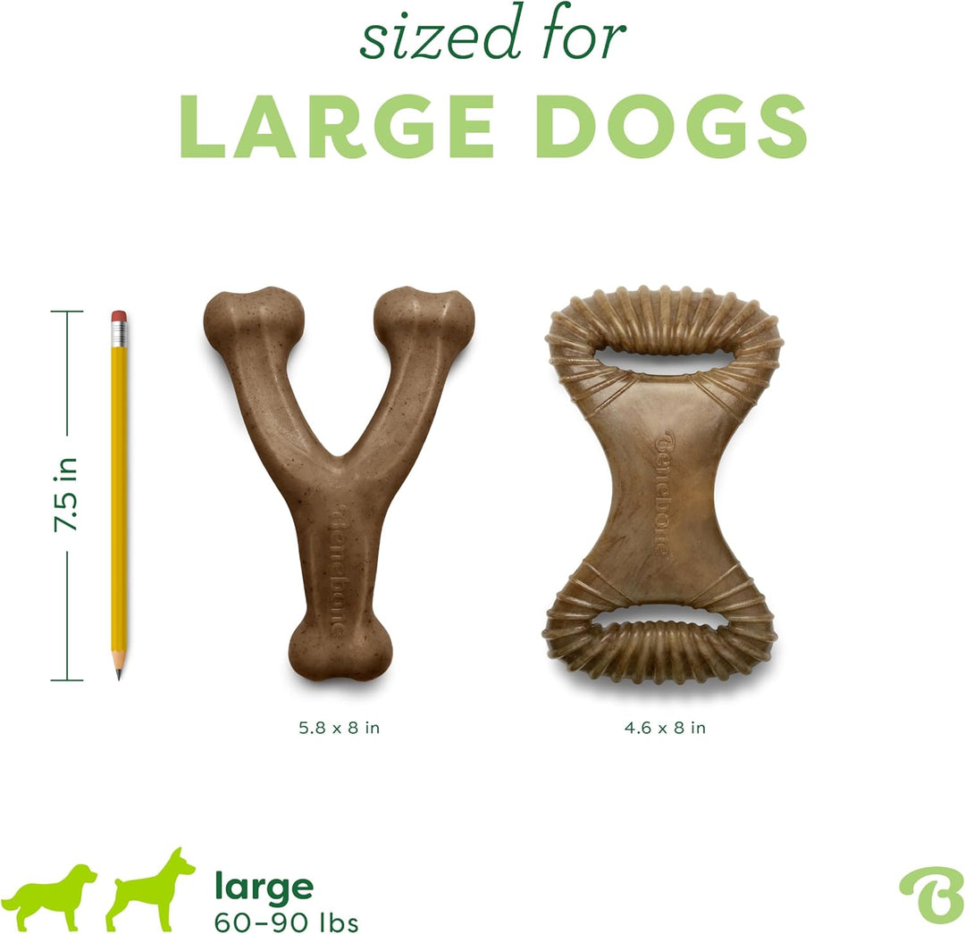 Benebone 2-Pack Indestructible Dental Chew/Wishbone for Aggressive Chewers, Long Lasting Tough Bored