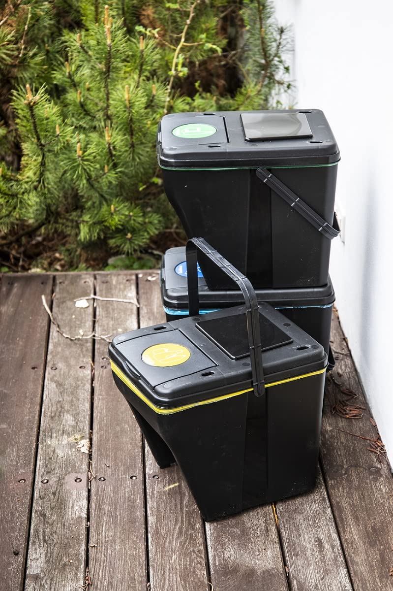 OliveBird Mülleimer 4 Fächer Mülltrennsystem 100L - 4x25L Green Sorter Mülltrenner 5 Aufkleber Farbe