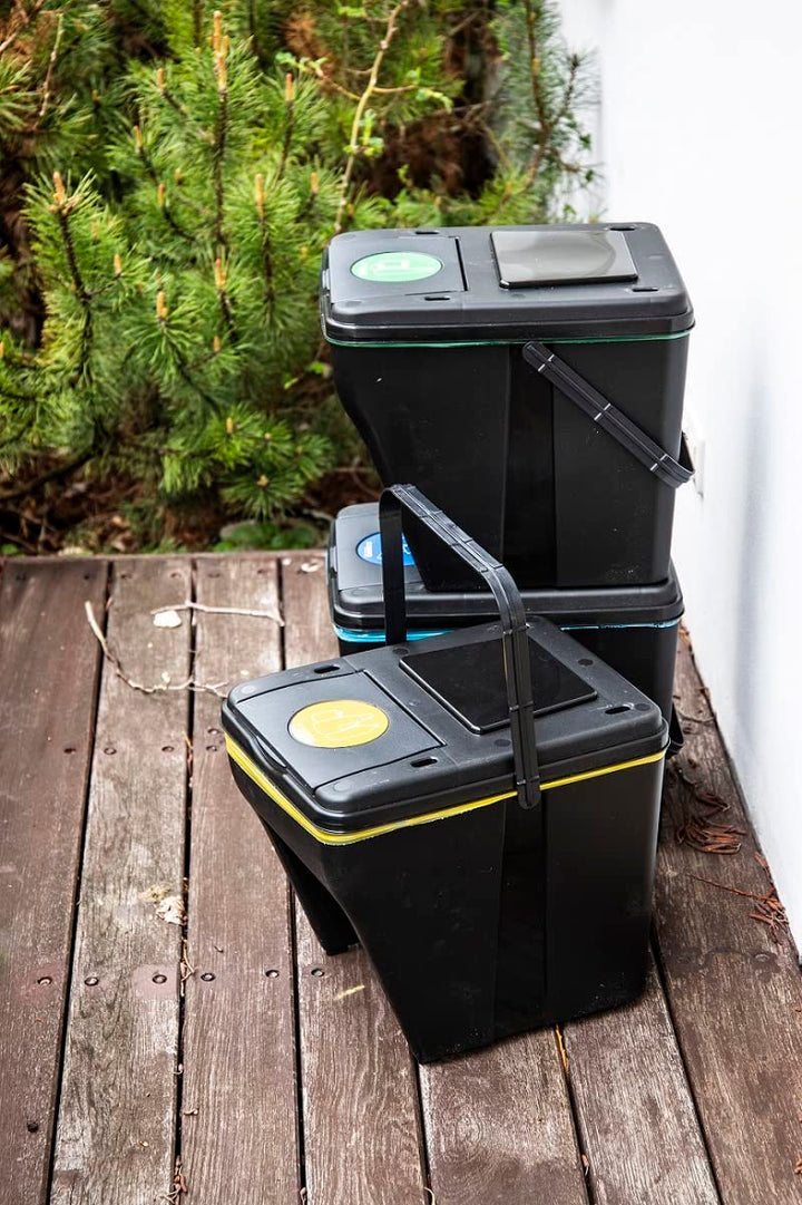 OliveBird Mülleimer 4 Fächer Mülltrennsystem 100L - 4x25L Green Sorter Mülltrenner 5 Aufkleber Farbe