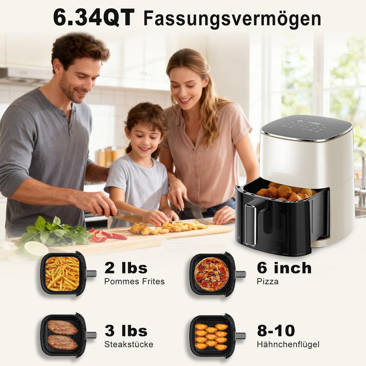 DUMOS Air Fryer 6QT with Window Square Airfryer Oven 12-in-1 for Family 400°F Rapid Air Crispy Techn