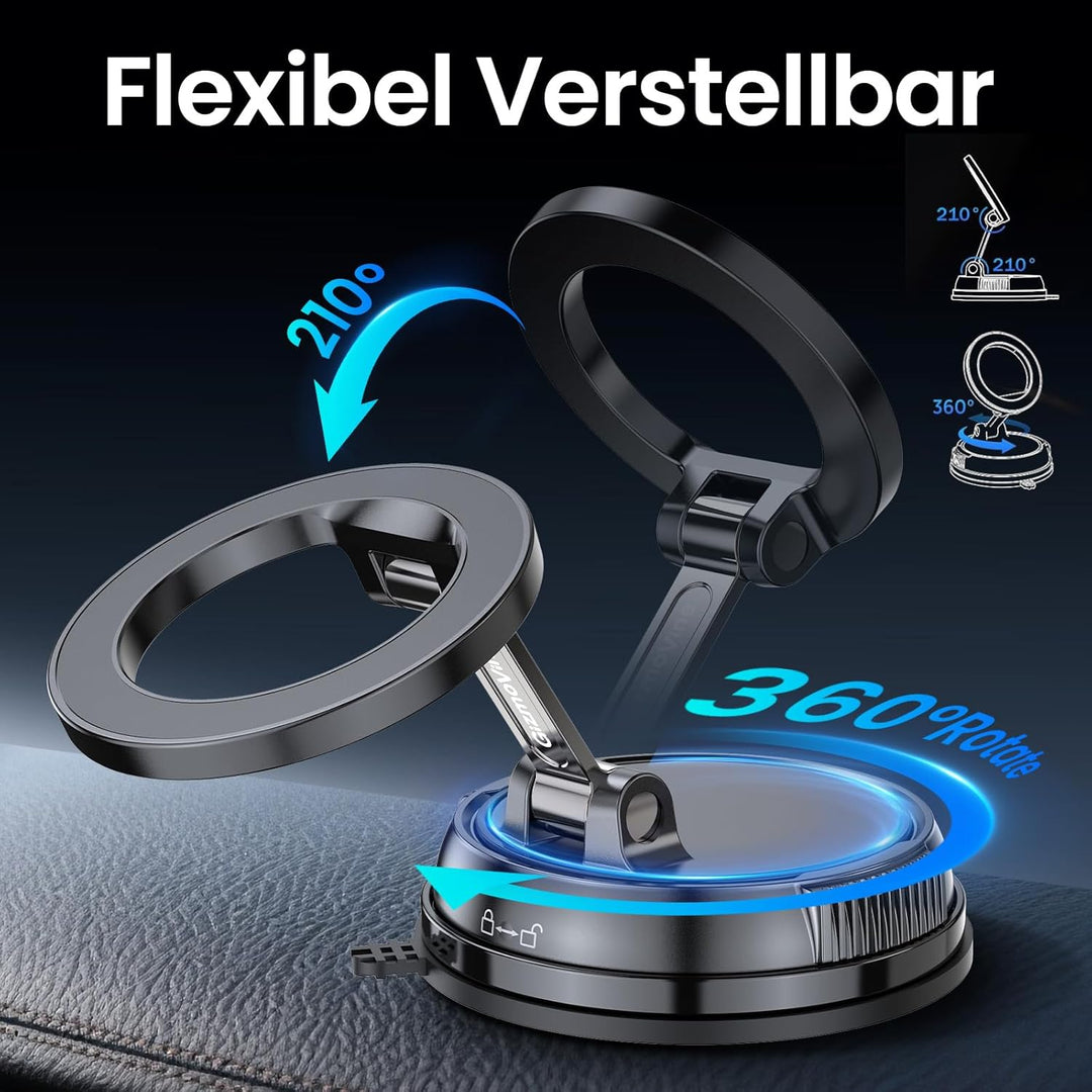 GizmoVine Magnetische Autohalterung für Handy, 2026 Upgrade, 360° Einstellbar, 35kg Starksaugnapf, M